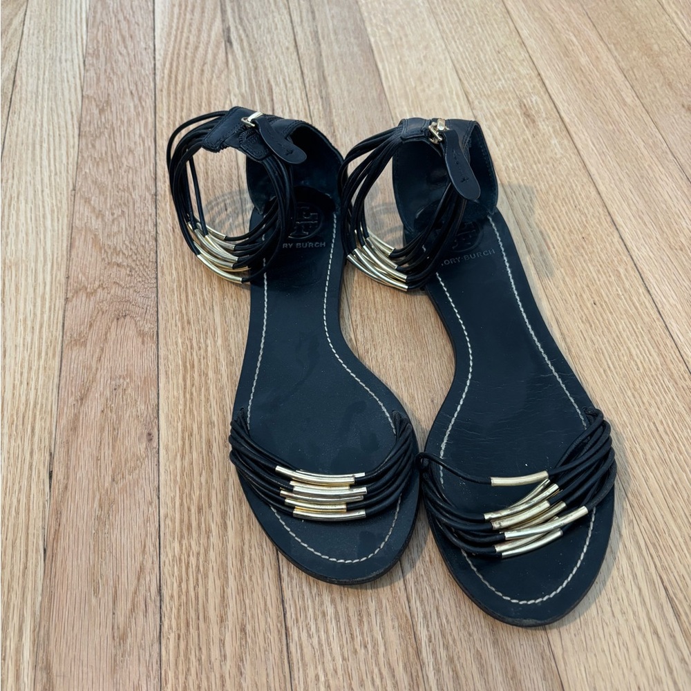 Black leather Tory Burch sandals